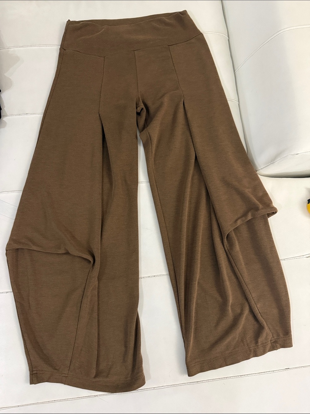 Ronen Chen Wide-Leg Knit Palazzo Pants in Brown small